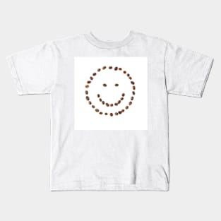 Smiling face emoticon made of coffee beans Kids T-Shirt